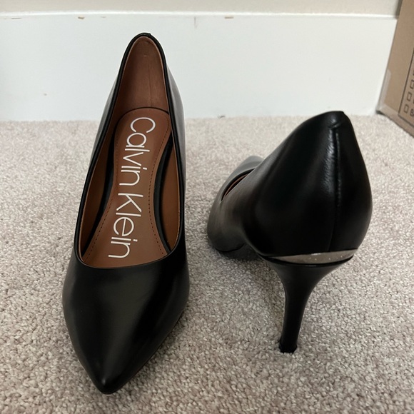 Calvin Klein Black Leather Heels - Picture 1 of 4